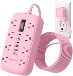 Pink Extension Cord with Surge Protector - 5 FT Kawaii