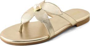 Flat Sandals for Women Pearl Slides Flower Flip Flops