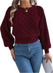 SOLY HUX Women's Crewneck Cable Knit Sweater Long