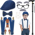 8 Pcs 100 Days of School Costume for Boys Old Man