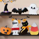 Cute Halloween Decorations Indoor: 7PCS Wooden Tiered