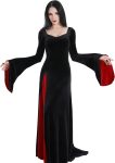 QRT Morticia Addams Costume,Women Velvet Maxi