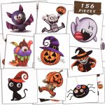 156 PCS Halloween Temporary Tattoos for Kids in 52