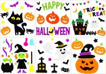 JOICEE 6pcs Halloween Gel Window Clings - Pumpkins