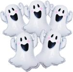 5PCS Halloween Ghost Balloons, White Ghost Mylar