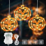 woohaha Halloween Window Lights,48LED 3 Pumpkin Curtain