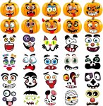 Aowplc 62 Faces Halloween Pumpkin Decorating Stickers -