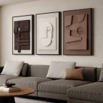 Large 3D Textured Framed Neutral Abstract Wall Art for