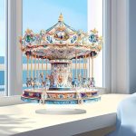 Ornate Carousel With Horses Acrylic Desktop Decoration,