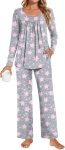 POPYOUNG Womens Pajama Set 2 Pieces Fall Long Sleeve
