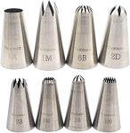 Open Star Piping Tip,8 Pack Stainless Steel Large