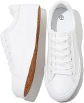 SERNIAL Womens White Tennis Shoes PU Leather Sneakers