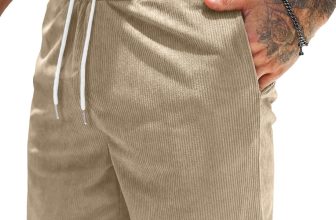 JMIERR Men's Corduroy Shorts Casual Elastic Waist