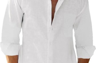 Button Down Linen Shirts for Men Casual Long Sleeve