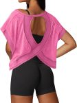 UNIANKIYA Open Back Workout Tops for Women Loose Fit