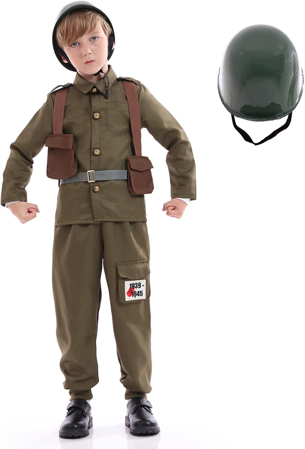 Army Soldier Costume Kids，Unisex WWII Soldier Dress Up Review Halloween