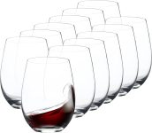 Stemless Wine Glasses Set of 12, 15 Ounce Smooth Rim